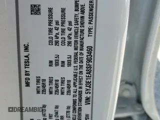 2025 Tesla Model 3 Long Range z VIN 5YJ3E1EA8SF903460, wystawiony jako Copart lot #57116545 z przebiegiem 5 147 mil mil oraz Szkoda całkowita • Salvage title. Historia ofert i sprzedaży dostępna na DreamBid. Obrazek 13.