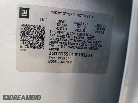 2018 Chevrolet Malibu LT with VIN 1G1ZD5ST4JF183264, listed as a Copart auction lot 65486394 with Not Provided miles and Salvage Title. Bid and sale history available at DreamBid. Image 14.