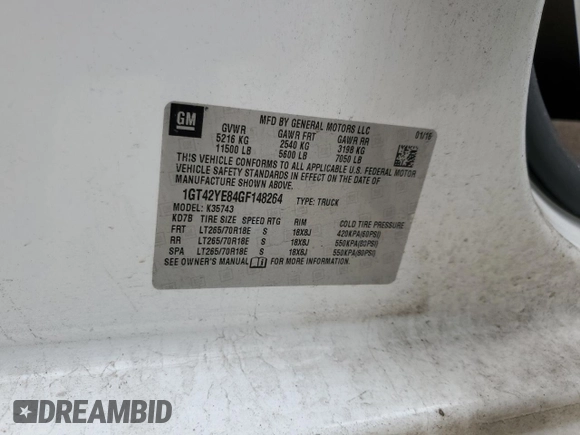 2016 GMC Sierra 3500HD Denali z VIN 1GT42YE84GF148264, wystawiony jako Copart lot #79954814 z przebiegiem 182 548 mil mil oraz Szkoda całkowita • Salvage title. Historia ofert i sprzedaży dostępna na DreamBid. Obrazek 12.