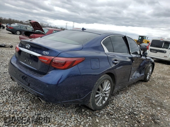 2024 Infiniti Q50 Luxe with VIN JN1EV7BP5RM601570, listed as a Copart auction lot 47571985 with 7,019 mi miles and Salvage title. Bid and sale history available at DreamBid. Image 3.