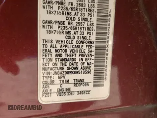2006 Nissan Murano S z VIN JN8AZ08WX6W518596, wystawiony jako Copart lot #78172834 z przebiegiem 218 147 mil mil oraz Szkoda całkowita • Salvage title. Historia ofert i sprzedaży dostępna na DreamBid. Obrazek 16.