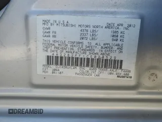 2012 Mitsubishi Galant FE with VIN 4A32B2FF1CE020529, listed as a Copart auction lot 47318545 with 0 mi miles and Salvage Title. Bid and sale history available at carsss.com. Image 14.