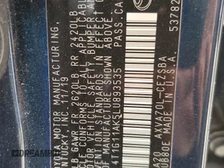 2020 Toyota Camry SE with VIN 4T1G11AK5LU893535, listed as a Copart auction lot 47683695 with 78,976 mi miles and Salvage Title. Bid and sale history available at carsss.com. Image 14.