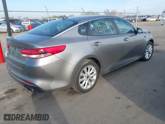 2018 Kia Optima LX with VIN 5XXGT4L33JG264459, listed as a IAAI auction lot 41793396 with 62,450 mi miles. Bid and sale history available at carsss.com. Image 4.