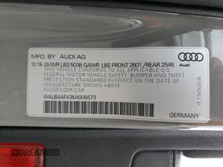 2019 Audi S4 Premium Plus with VIN WAUB4AF43KA006673, listed as a Copart auction lot 56815293 with 50,900 mi miles. Bid and sale history available at carsss.com. Image 13.