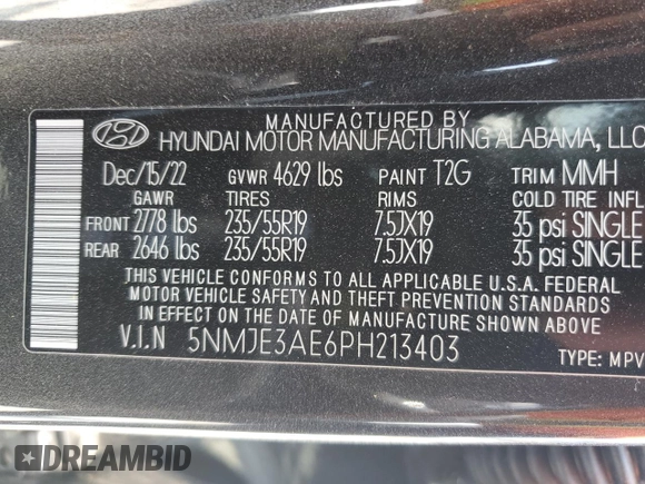 2023 Hyundai Tucson Limited with VIN 5NMJE3AE6PH213403, listed as a Copart auction lot 63034154 with 18,059 mi miles and Salvage Title. Bid and sale history available at carsss.com. Image 11.