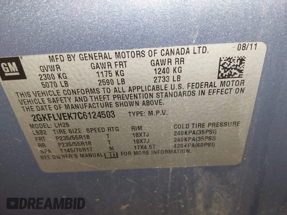 2012 GMC Terrain SLT-1 with VIN 2GKFLVEK7C6124503, listed as a IAAI auction lot 41529691 with 144,496 mi miles. Bid and sale history available at carsss.com. Image 9.