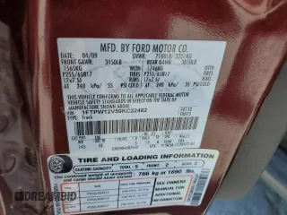 2009 Ford F-150 XL with VIN 1FTPW12V59KC22482, listed as a Copart auction lot 53096235 with 222,311 mi miles and Salvage Title. Bid and sale history available at carsss.com. Image 12.