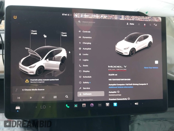 2022 Tesla Model Y Performance with VIN 7SAYGDEFXNF384268, listed as a IAAI auction lot 41558359 with 33,870 mi miles and . Bid and sale history available at DreamBid. Image 17.