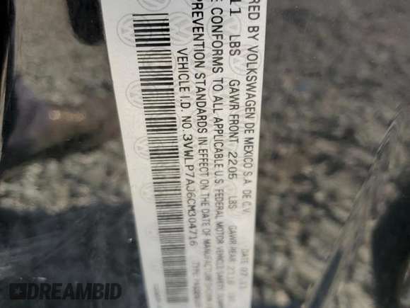 2012 Volkswagen Jetta SEL с VIN 3VWLP7AJ6CM304716, выставлен на аукционе Copart как лот 52634745 с пробегом 195 088 миль миль и Чистый • Clean title. История ставок и продаж доступна на DreamBid. Изображение 12.
