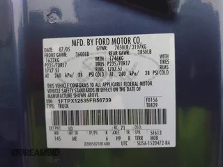 2005 Ford F-150 XLT z VIN 1FTPX12535FB56739, wystawiony jako IAAI lot #42385837 z przebiegiem Nie podano mil oraz . Historia ofert i sprzedaży dostępna na DreamBid. Obrazek 9.