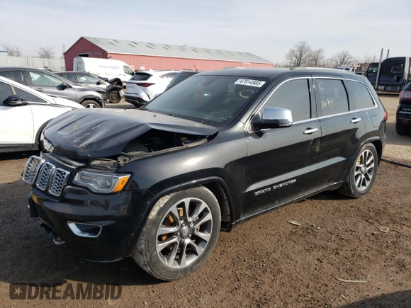 2018 Jeep Grand Cherokee Overland with VIN 1C4RJFCG8JC262591, listed as a Copart auction lot 47814985 with 135,542 mi miles and Salvage Title. Bid and sale history available at carsss.com. Image 1.