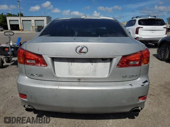 2007 Lexus IS 250 with VIN JTHBK262972036421, listed as a Copart auction lot 60591305 with 155,395 mi miles and Salvage title. Bid and sale history available at DreamBid. Image 6.