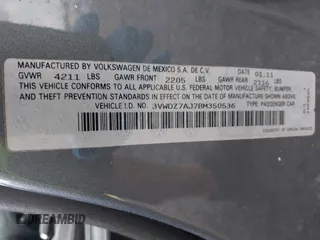 2011 Volkswagen Jetta SE с VIN 3VWDZ7AJ7BM350536, выставлен на аукционе IAAI как лот 42635071 с пробегом 214 919 миль миль и . История ставок и продаж доступна на DreamBid. Изображение 9.