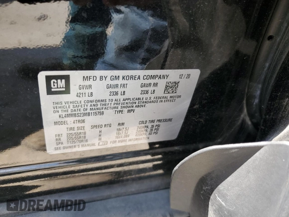 2021 Buick Encore GX Preferred z VIN KL4MMBS23MB115759, wystawiony jako Copart lot #61928665 z przebiegiem 28 565 mil mil oraz Szkoda całkowita • Salvage title. Historia ofert i sprzedaży dostępna na DreamBid. Obrazek 13.