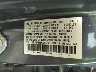 2011 Honda Accord LX with VIN 1HGCP2F34BA125054, listed as a IAAI auction lot 42303465 with 206,333 mi miles and . Bid and sale history available at DreamBid. Image 9.