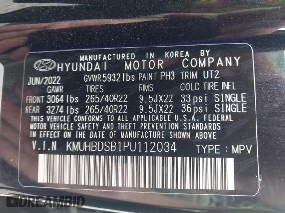 2023 Genesis GV80 z VIN KMUHBDSB1PU112034, wystawiony jako IAAI lot #42358481 z przebiegiem 49 171 mil mil oraz . Historia ofert i sprzedaży dostępna na DreamBid. Obrazek 9.