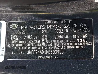 2021 Kia Forte LXS with VIN 3KPF24AD1ME353955, listed as a IAAI auction lot 42160127 with 61,719 mi miles. Bid and sale history available at carsss.com. Image 9.