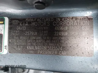 2014 Kia Cadenza Premium with VIN KNALN4D78E5125574, listed as a IAAI auction lot 41490830 with 172,569 mi miles. Bid and sale history available at carsss.com. Image 9.