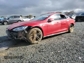 2015 Tesla Model S 85D with VIN 5YJSA1E23FF115854, listed as a Copart auction lot 48938485 with 96,596 mi miles and Salvage Title. Bid and sale history available at carsss.com. Image 1.