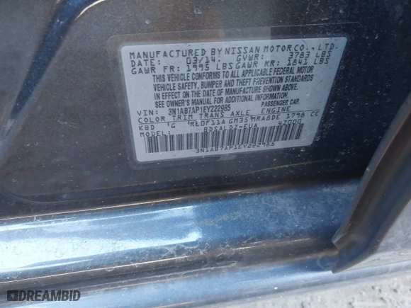 2014 Nissan Sentra SV with VIN 3N1AB7AP1EY222985, listed as a IAAI auction lot 41617259 with 157,618 mi miles. Bid and sale history available at carsss.com. Image 9.