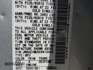 2014 Nissan Murano LE z VIN JN8AZ1MU5EW419404, wystawiony jako Copart lot #49794815 z przebiegiem 98 881 mil mil oraz Czysty tytuł • Clean title. Historia ofert i sprzedaży dostępna na DreamBid. Obrazek 12.