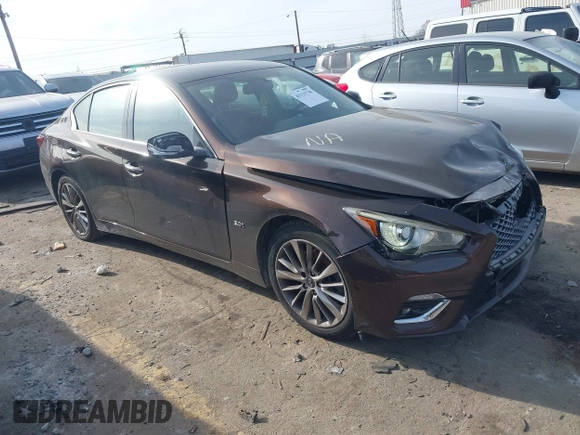 2019 Infiniti Q50 3.0t LUXE with VIN JN1EV7AP9KM512446, listed as a IAAI auction lot 41311730 with 105,000 mi miles. Bid and sale history available at carsss.com. Image 1.