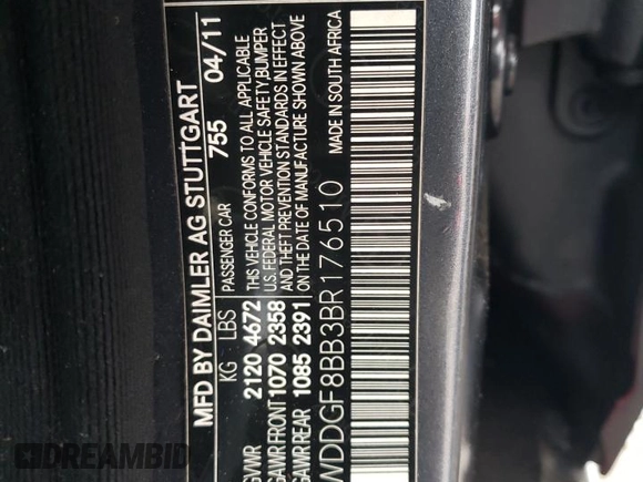 2011 Mercedes-Benz C 300 Sport with VIN WDDGF8BB3BR176510, listed as a Copart auction lot 57772405 with 118,069 mi miles and Salvage title. Bid and sale history available at DreamBid. Image 12.