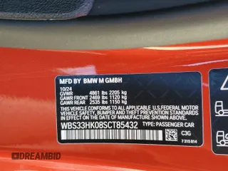 2025 BMW M4 Competition xDrive with VIN WBS33HK08SCT85432, listed as a Copart auction lot 42411825 with 4,053 mi miles and Salvage Title. Bid and sale history available at carsss.com. Image 13.