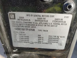 2007 Chevrolet Silverado 1500HD LT1 z VIN 1GCGC13U17F197536, wystawiony jako IAAI lot #42167105 z przebiegiem 177 604 mil mil oraz . Historia ofert i sprzedaży dostępna na DreamBid. Obrazek 9.