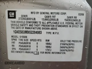 2006 GMC Envoy Denali with VIN 1GKES63MX62284983, listed as a Copart auction lot 73487134 with 134,882 mi miles and Clean Title. Bid and sale history available at carsss.com. Image 13.