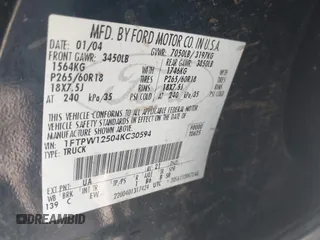 2004 Ford F-150 XLT z VIN 1FTPW12504KC30594, wystawiony jako IAAI lot #42464295 z przebiegiem 197 123 mil mil oraz . Historia ofert i sprzedaży dostępna na DreamBid. Obrazek 9.