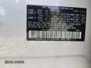 2019 Subaru Ascent Touring с VIN 4S4WMARD3K3456064, выставлен на аукционе Copart как лот 62379775 с пробегом Не указан миль и Списание • Salvage title. История ставок и продаж доступна на DreamBid. Изображение 12.