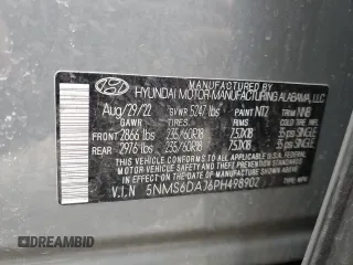 2023 Hyundai Santa Fe XRT with VIN 5NMS6DAJ6PH498902, listed as a Copart auction lot 47312715 with 57,589 mi miles and Salvage Title. Bid and sale history available at carsss.com. Image 14.