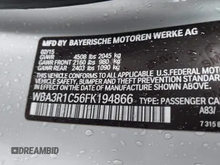 2015 BMW 4 Series 435i with VIN WBA3R1C56FK194866, listed as a IAAI auction lot 41858787 with 77,948 mi miles and . Bid and sale history available at carsss.com. Image 9.