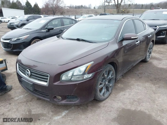 2014 Nissan Maxima 3.5 SV with VIN 1N4AA5AP1EC436216, listed as a IAAI auction lot 41679609 with 163890 miles. Bid and sale history available at carsss.com. Image 2.