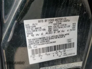 2012 Ford F-250 XL with VIN 1FT7W2B67CEC90383, listed as a Copart auction lot 59739305 with 225,193 mi miles and Salvage title. Bid and sale history available at DreamBid. Image 12.