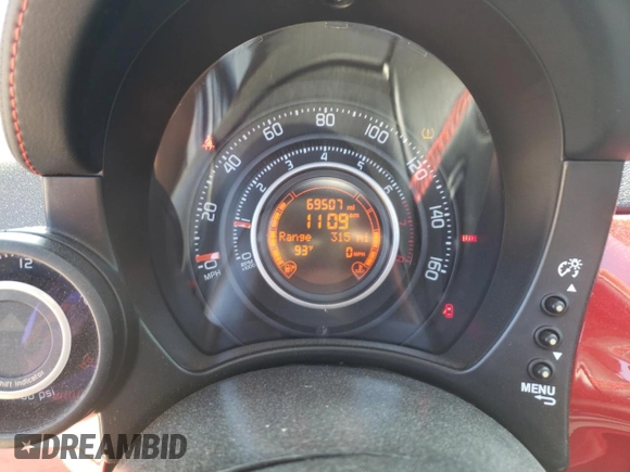 2013 FIAT 500 Abarth with VIN 3C3CFFJH0DT648891, listed as a Copart auction lot 69580054 with 69,507 mi miles and Salvage Title. Bid and sale history available at carsss.com. Image 9.