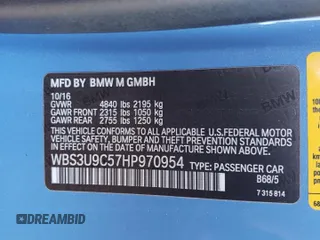 2017 BMW M4 with VIN WBS3U9C57HP970954, listed as a Copart auction lot 84011474 with 56,882 mi miles and Salvage Title. Bid and sale history available at carsss.com. Image 14.