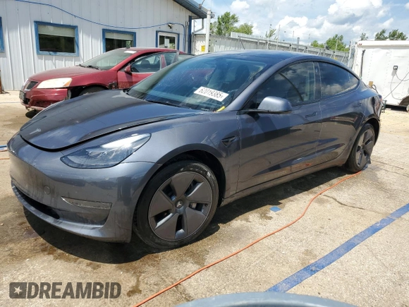 2023 Tesla Model 3 with VIN 5YJ3E1EA4PF614129, listed as a Copart auction lot 62019385 with 23,218 mi miles and Salvage title. Bid and sale history available at DreamBid. Image 1.