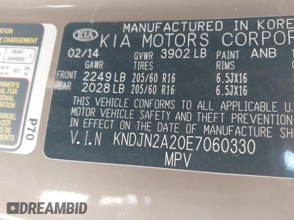 2014 Kia Soul with VIN KNDJN2A20E7060330, listed as a IAAI auction lot 42072889 with 98,157 mi miles. Bid and sale history available at carsss.com. Image 9.