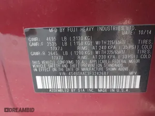 2015 Subaru Outback 2.5i with VIN 4S4BSAAC3F3242687, listed as a IAAI auction lot 41381062 with 70,482 mi miles. Bid and sale history available at carsss.com. Image 9.