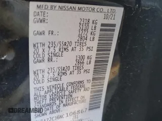 2022 Nissan Murano SL with VIN 5N1AZ2CJ6NC106867, listed as a Copart auction lot 86645794 with 72,472 mi miles and Salvage Title. Bid and sale history available at carsss.com. Image 13.
