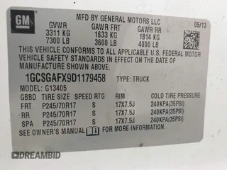 2013 Chevrolet Express Cargo with VIN 1GCSGAFX9D1179458, listed as a IAAI auction lot 42095702 with 212,186 mi miles and . Bid and sale history available at DreamBid. Image 9.