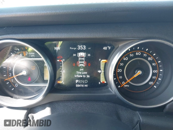 2018 Jeep Wrangler Unlimited Sahara with VIN 1C4HJXEG0JW166645, listed as a IAAI auction lot 42228492 with 58,416 mi miles and . Bid and sale history available at DreamBid. Image 7.