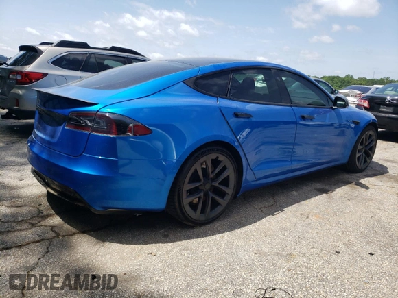 2021 Tesla Model S Plaid with VIN 5YJSA1E64MF438794, listed as a Copart auction lot 56903365 with 63,671 mi miles and Salvage title. Bid and sale history available at DreamBid. Image 3.