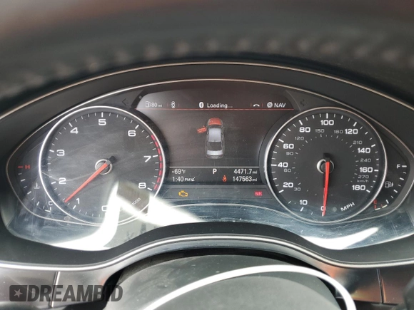 2012 Audi A6 Premium Plus with VIN WAUGGAFC8CN071789, listed as a Copart auction lot 53556854 with 147,563 mi miles and Salvage title. Bid and sale history available at DreamBid. Image 9.