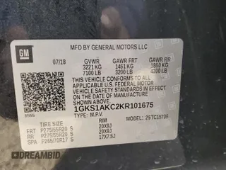 2019 GMC Yukon SLE with VIN 1GKS1AKC2KR101675, listed as a Copart auction lot 87256804 with 144,572 mi miles and Salvage Title. Bid and sale history available at carsss.com. Image 13.