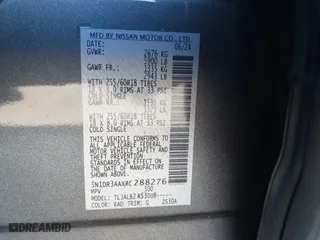 2024 Nissan Pathfinder S with VIN 5N1DR3AAXRC288276, listed as a IAAI auction lot 41835375 with 20,384 mi miles. Bid and sale history available at carsss.com. Image 9.
