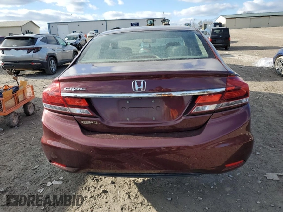 2013 Honda Civic LX with VIN 19XFB2F51DE053242, listed as a Copart auction lot 45989055 with 96,441 mi miles and Salvage title. Bid and sale history available at DreamBid. Image 6.